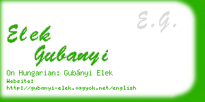 elek gubanyi business card